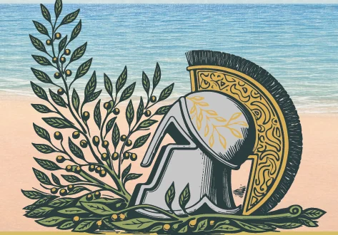 Dettaglio dell'illustrazione Demetra con rami d'ulivo